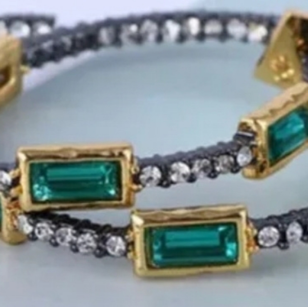 Alexis Bittar Gold and Green Hoop Earrings! NWOT! BEAUTIFUL! CHIC! STUNNING! - Picture 4 of 7